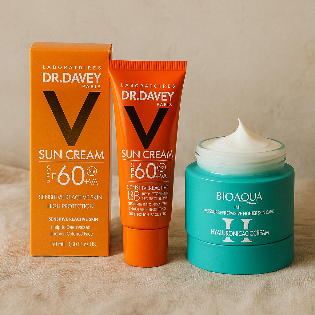 Protección UV e Hidratación:2 Bloqueadores + Hidratante Antiarrugas