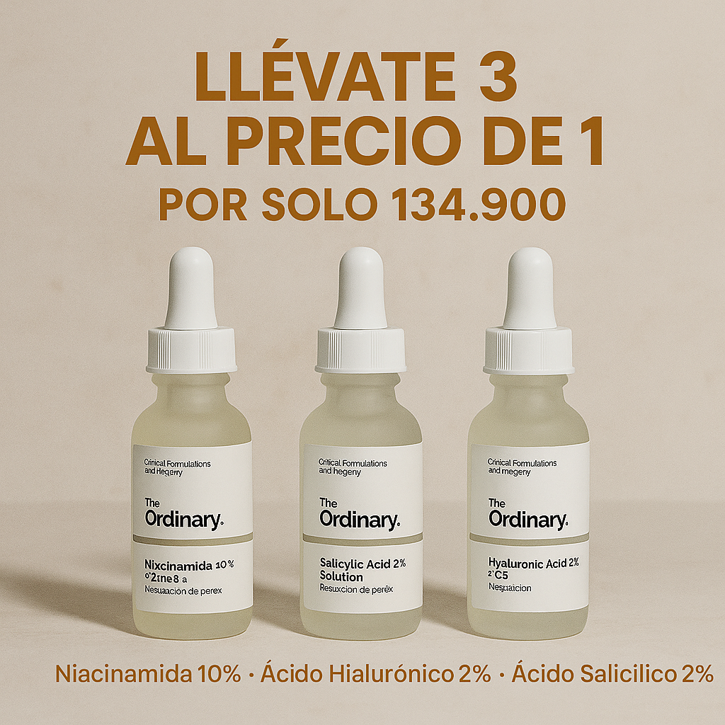 Trío Poderoso THE ORDINARY: Niacinamida + Ácido Hialurónico + Salicílico