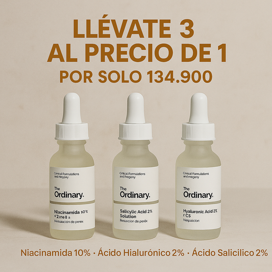 Trío Poderoso THE ORDINARY: Niacinamida + Ácido Hialurónico + Salicílico