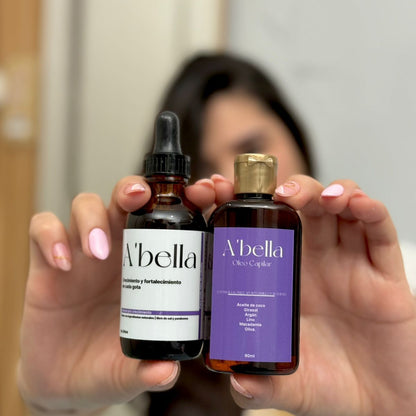 Dúo A’Bella: Sérum Anticaída & Crecimiento + Óleo Capilar Anti-Frizz